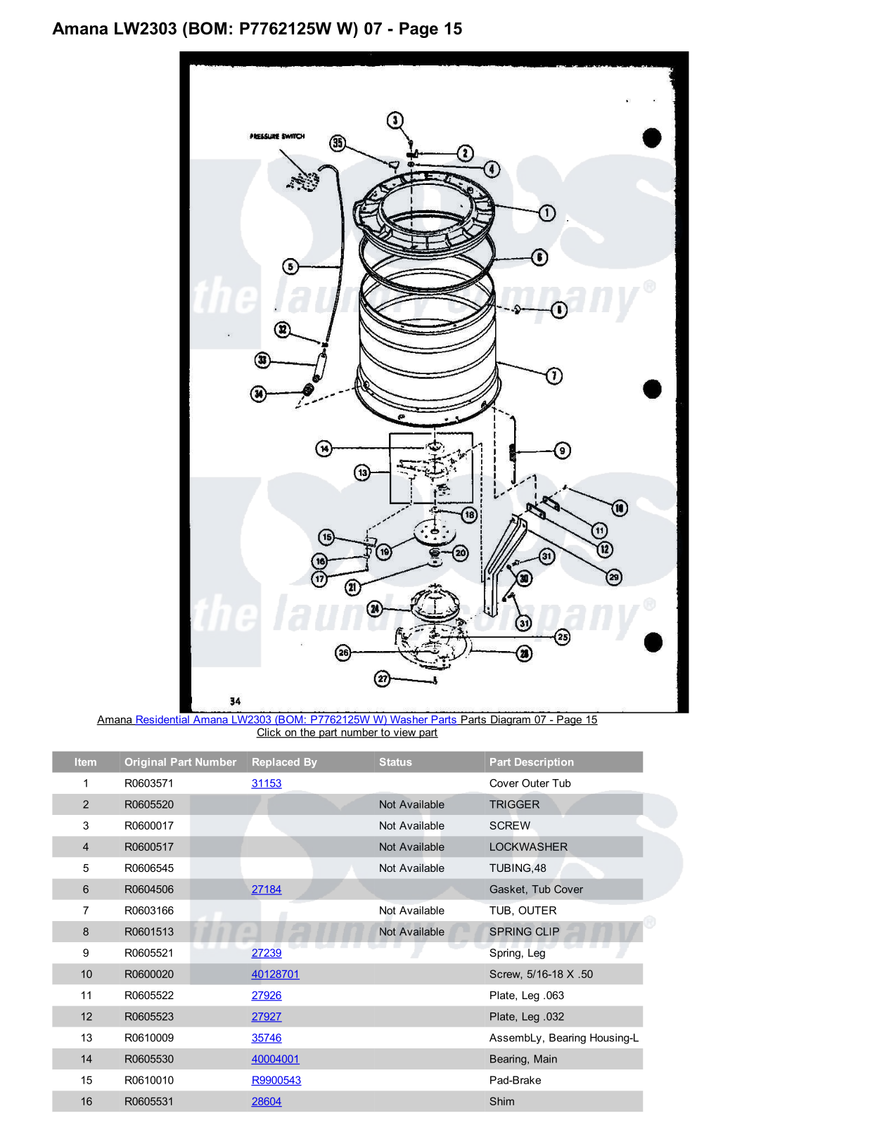 Amana LW2303 Parts Diagram