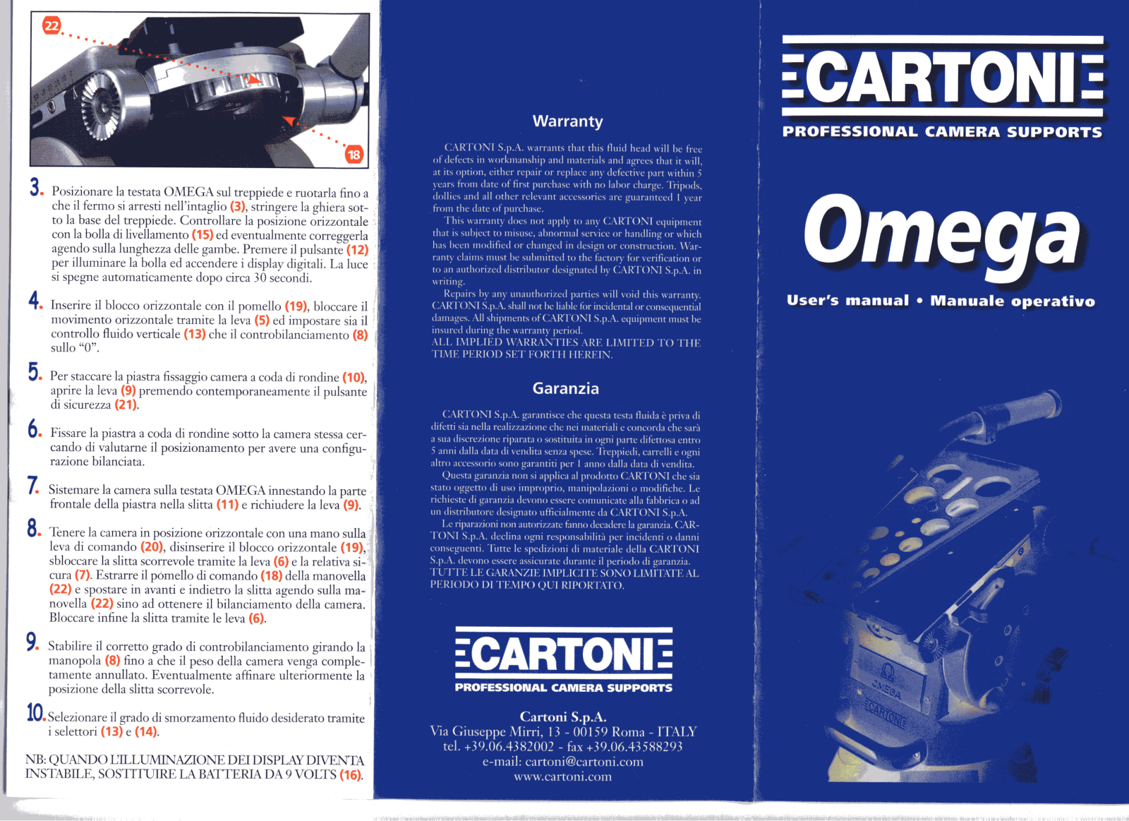 Cartoni O103, 0105, O101 User manual