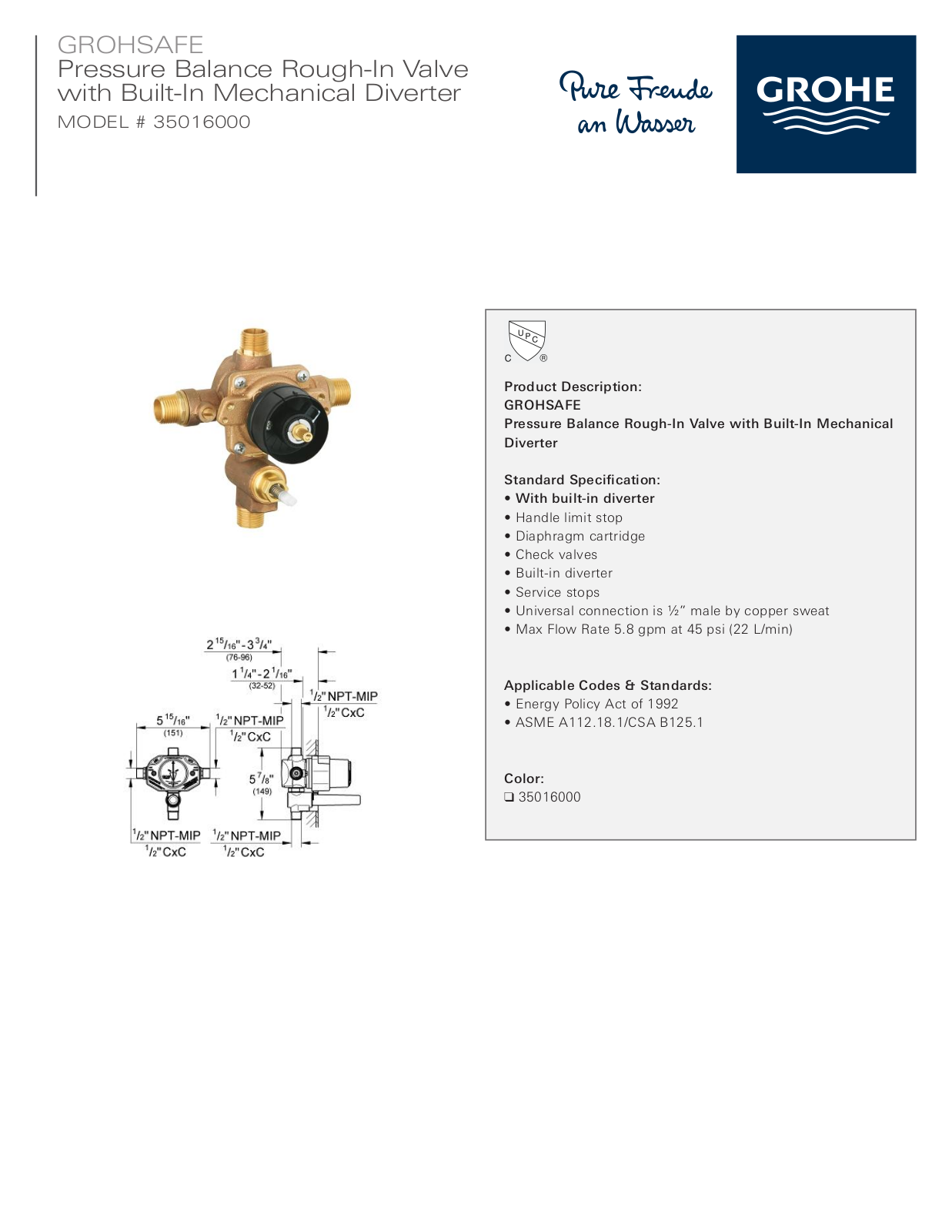 GROHE GRH3895 Specifications - ManualMachine.com