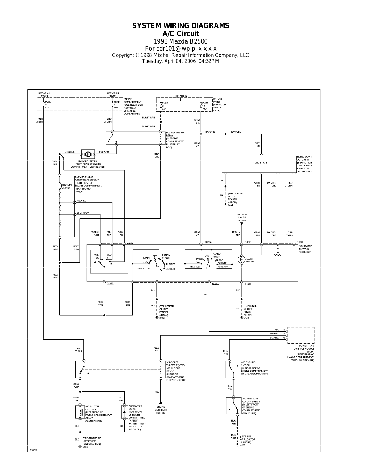 MAZDA B2500 User Manual