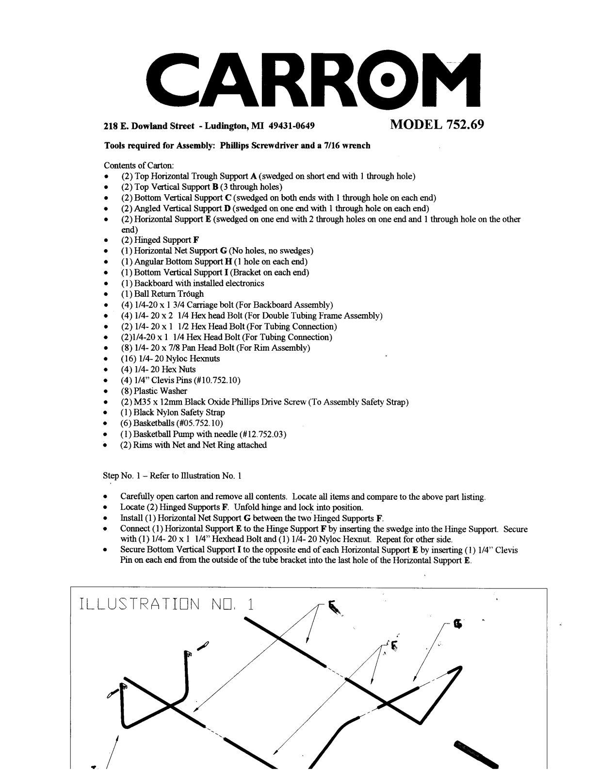 Carrom 752-69 User Manual