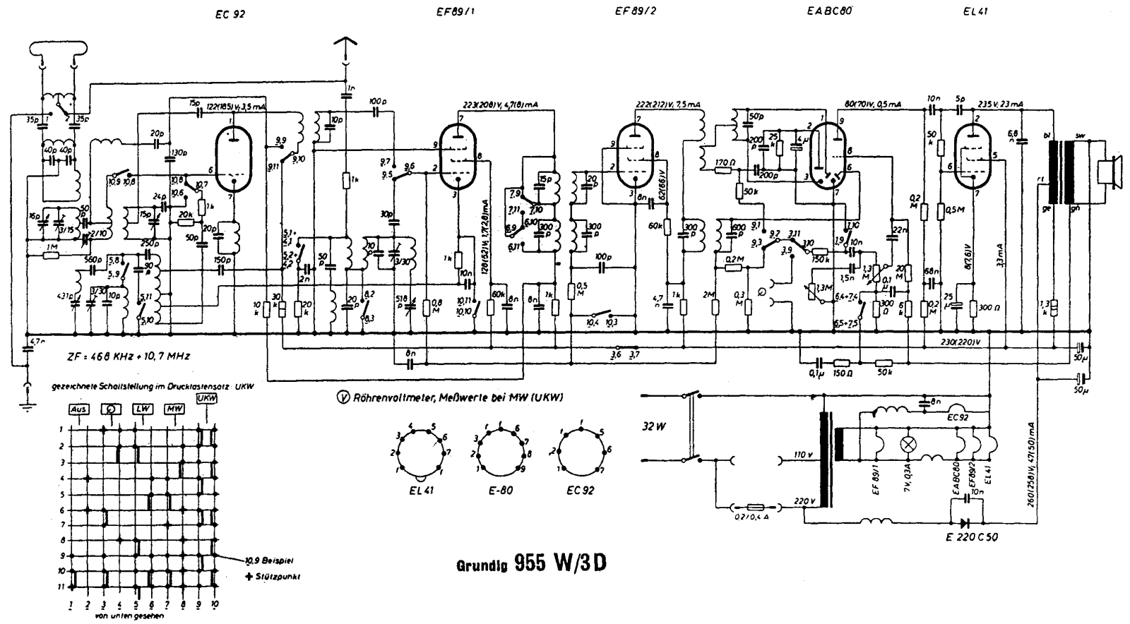 Grundig 955-W-3-D Schematic