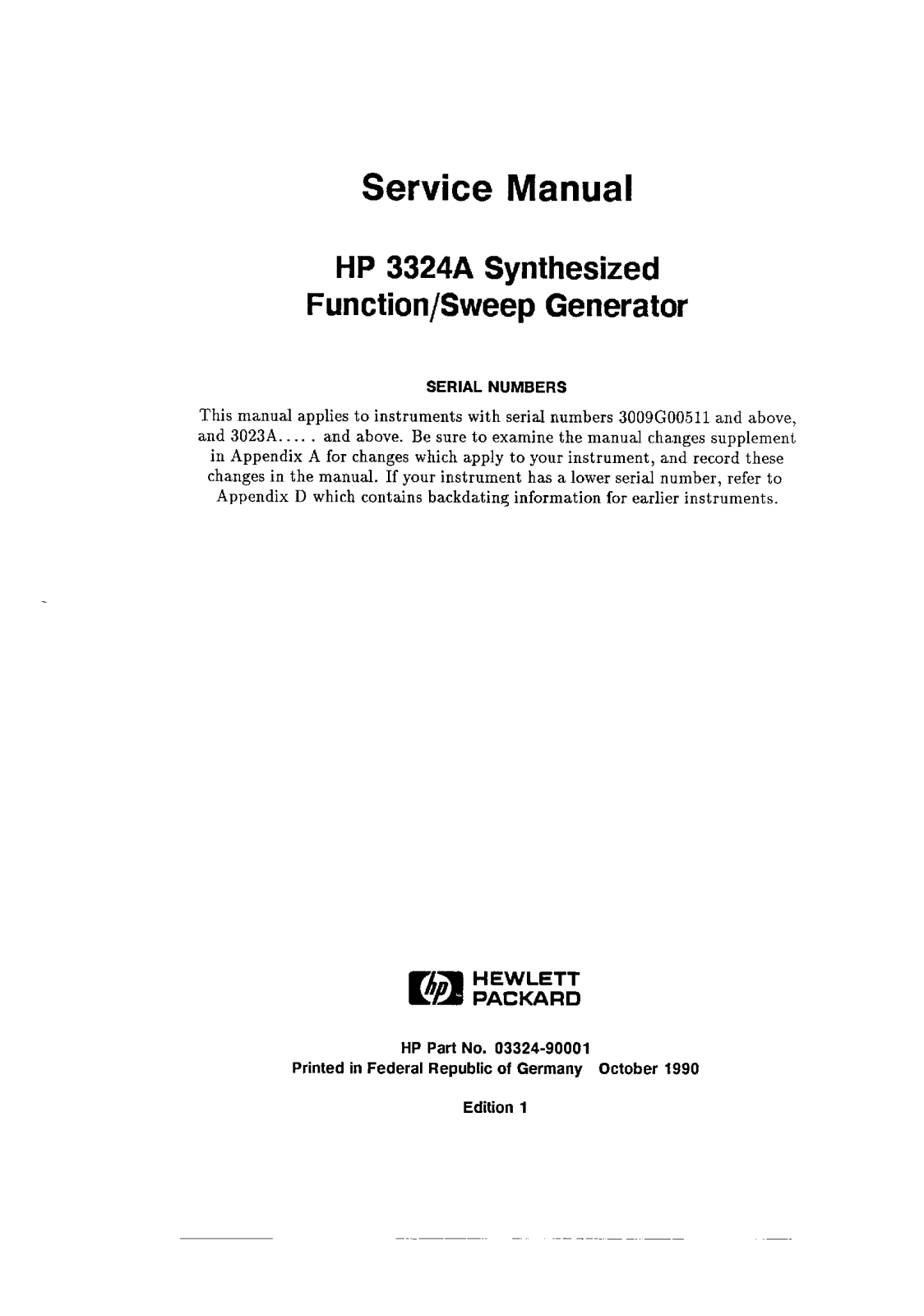 HP 3324A Service Manual