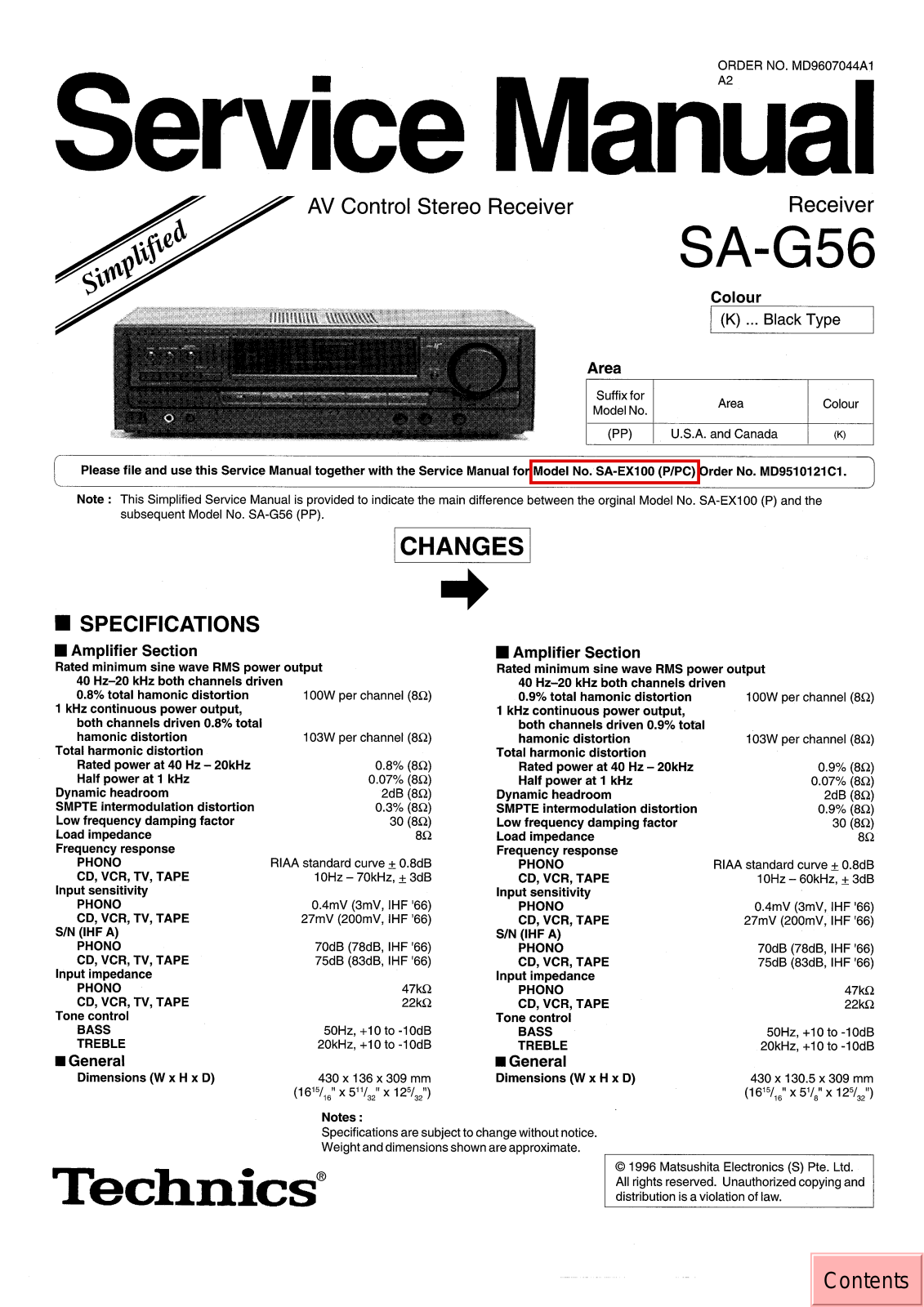 Technics SAG-56 Service manual