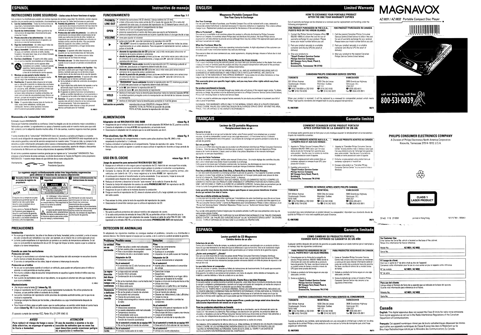 Philips AZ6832/18, AZ6832/17, AZ6832/08, AZ6832/05, AZ6832 User Manual