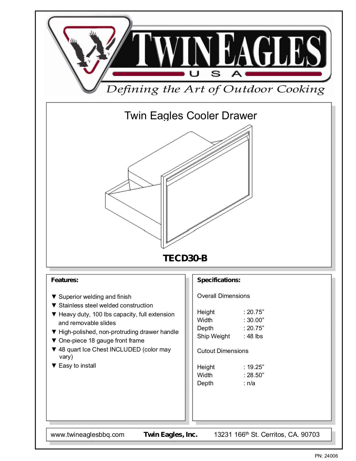 Twin Eagles TECD30-B User Manual