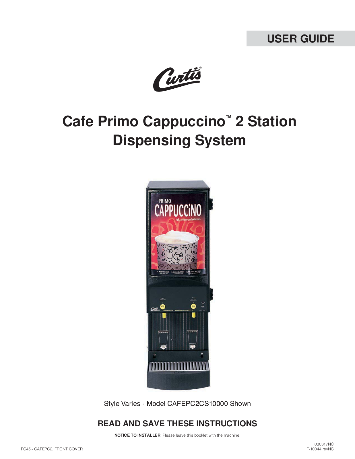 Wilbur Curtis CAFEPC2CL10000 Service Manual