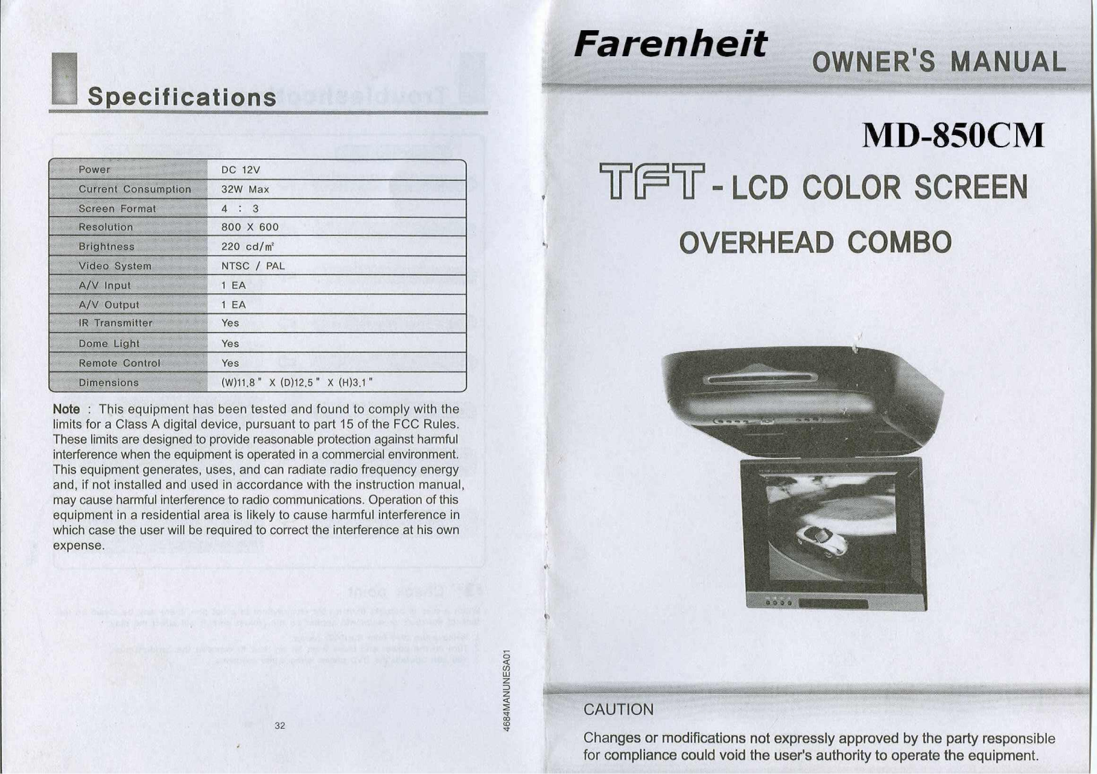 Power acoustik MD-850 User Manual