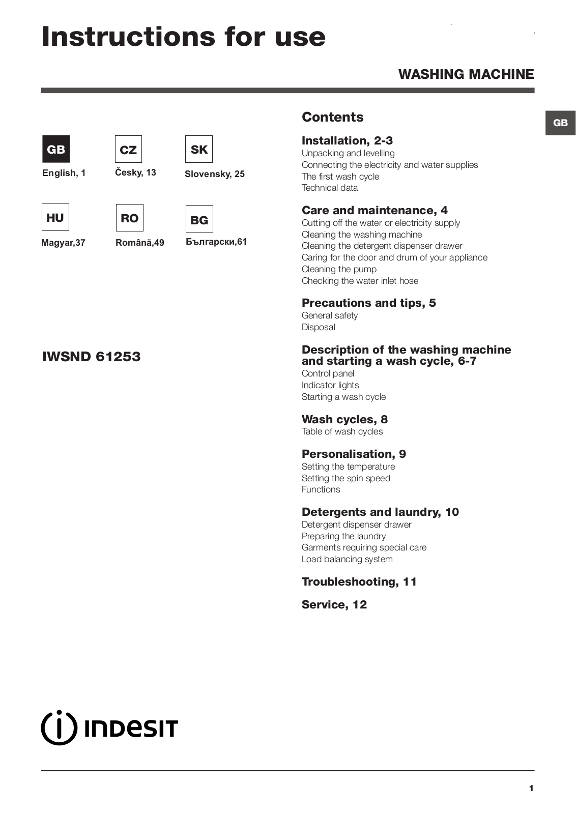 Indesit IWSND 61253 C ECO User Manual