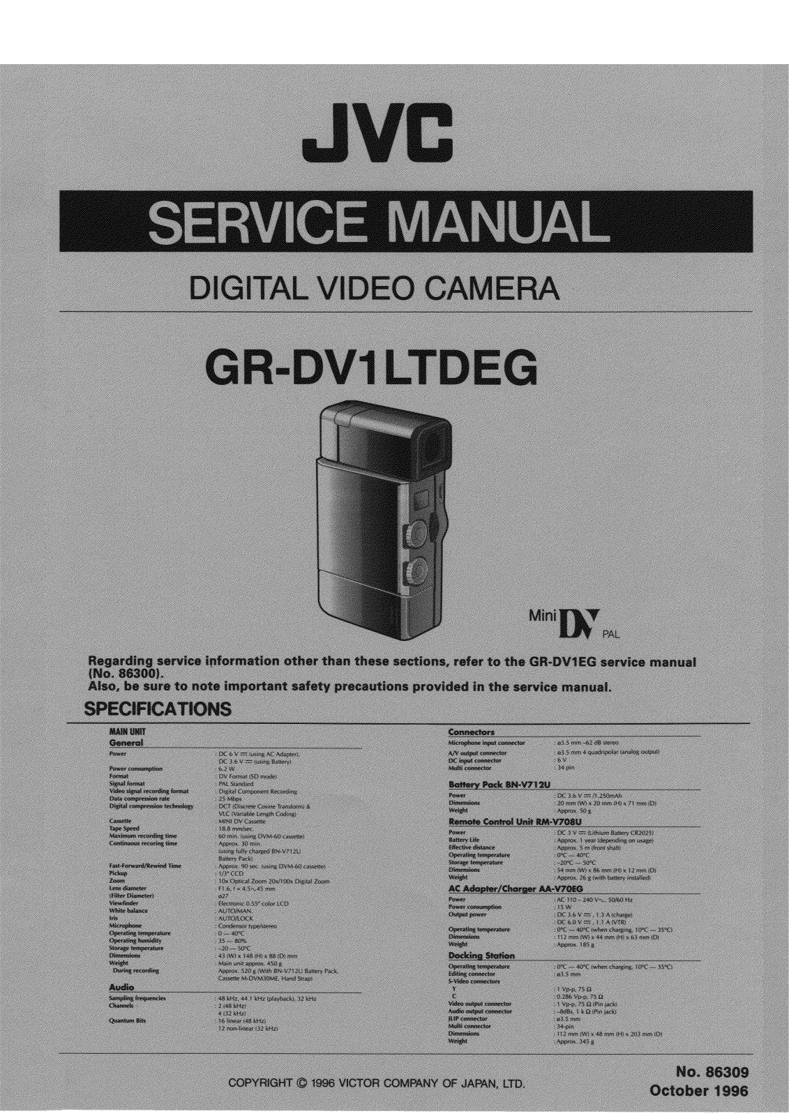 JVC GR-DV1LTDEG Service Manual