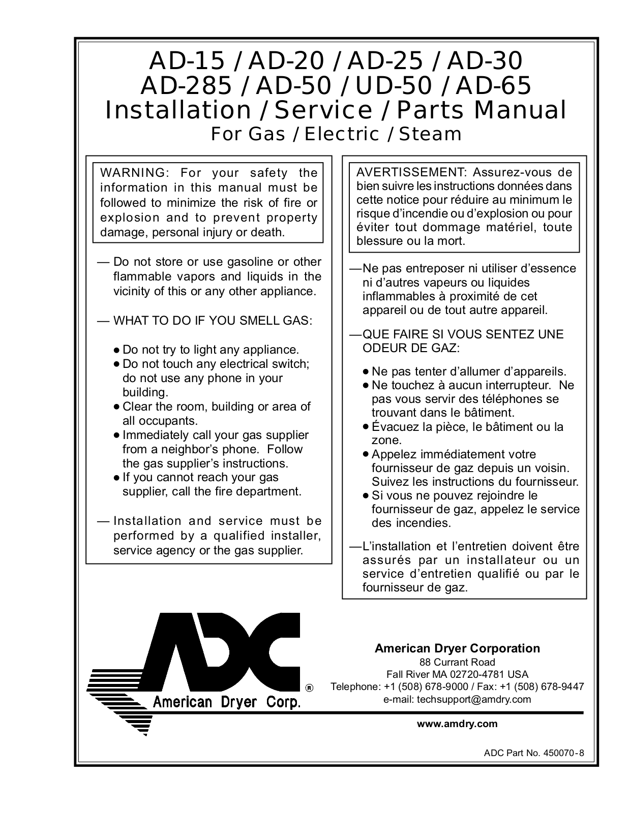 American Dryer UD-50 Parts Diagram