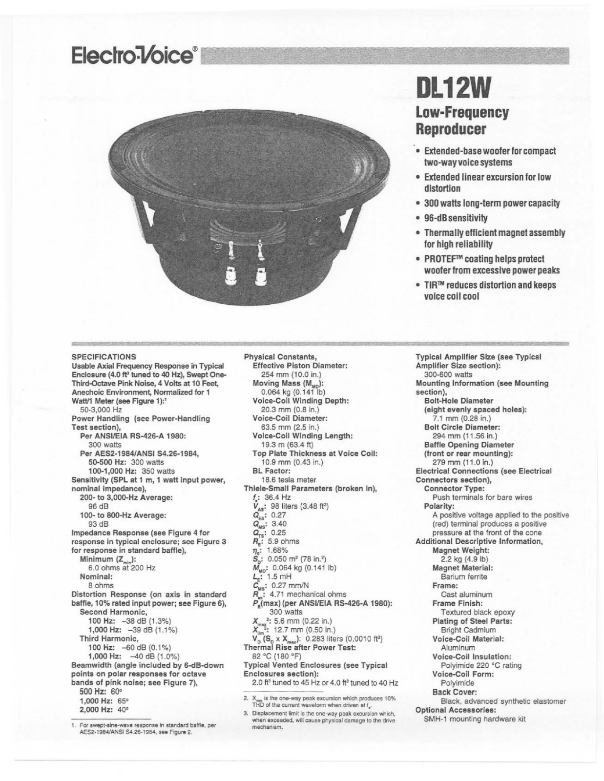 Electro-voice DL12W User Manual