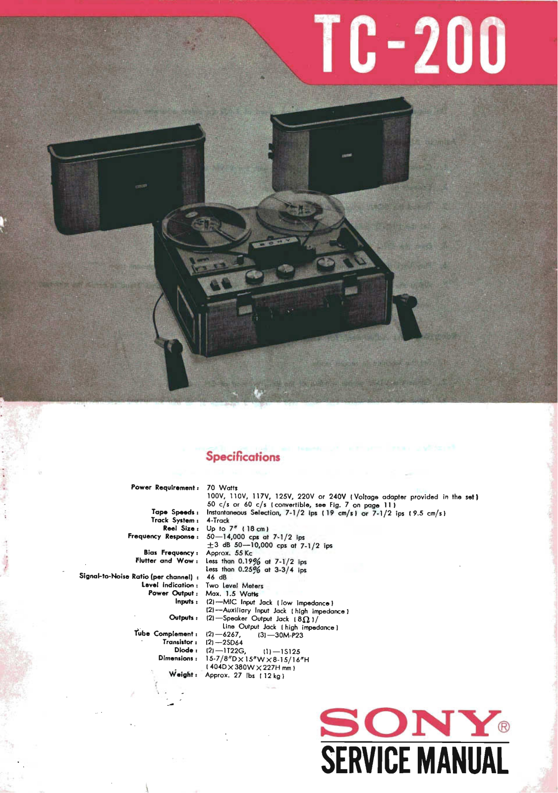 Sony TC-200 Service Manual