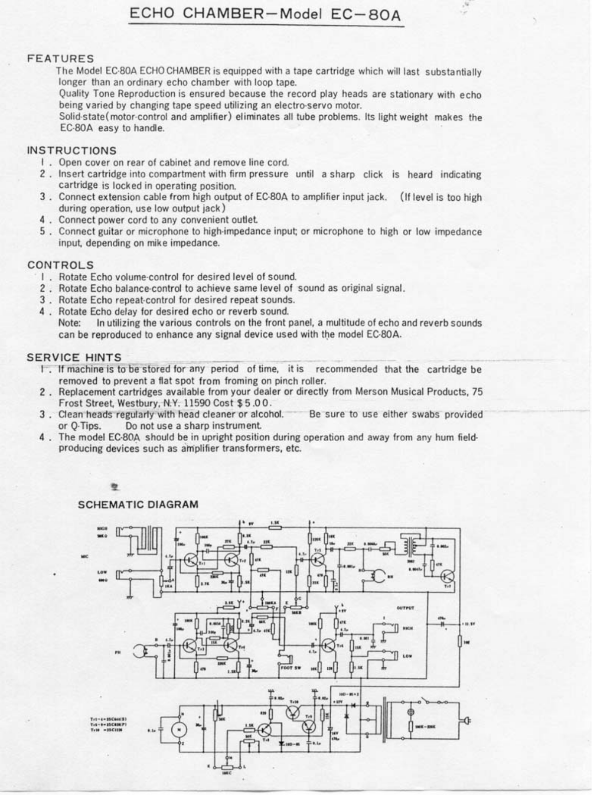 Univox ec 80a schematic