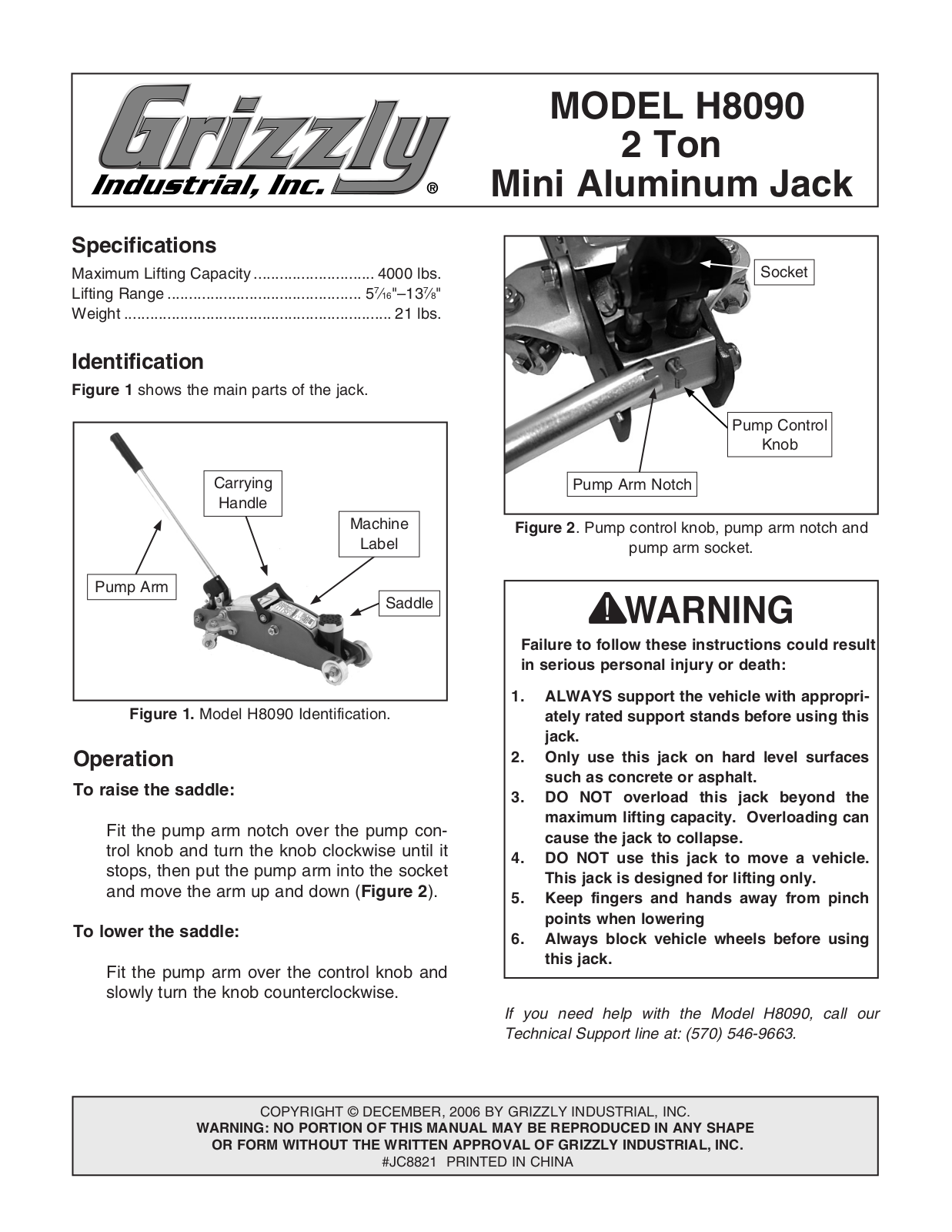 Grizzly H8090 User Manual