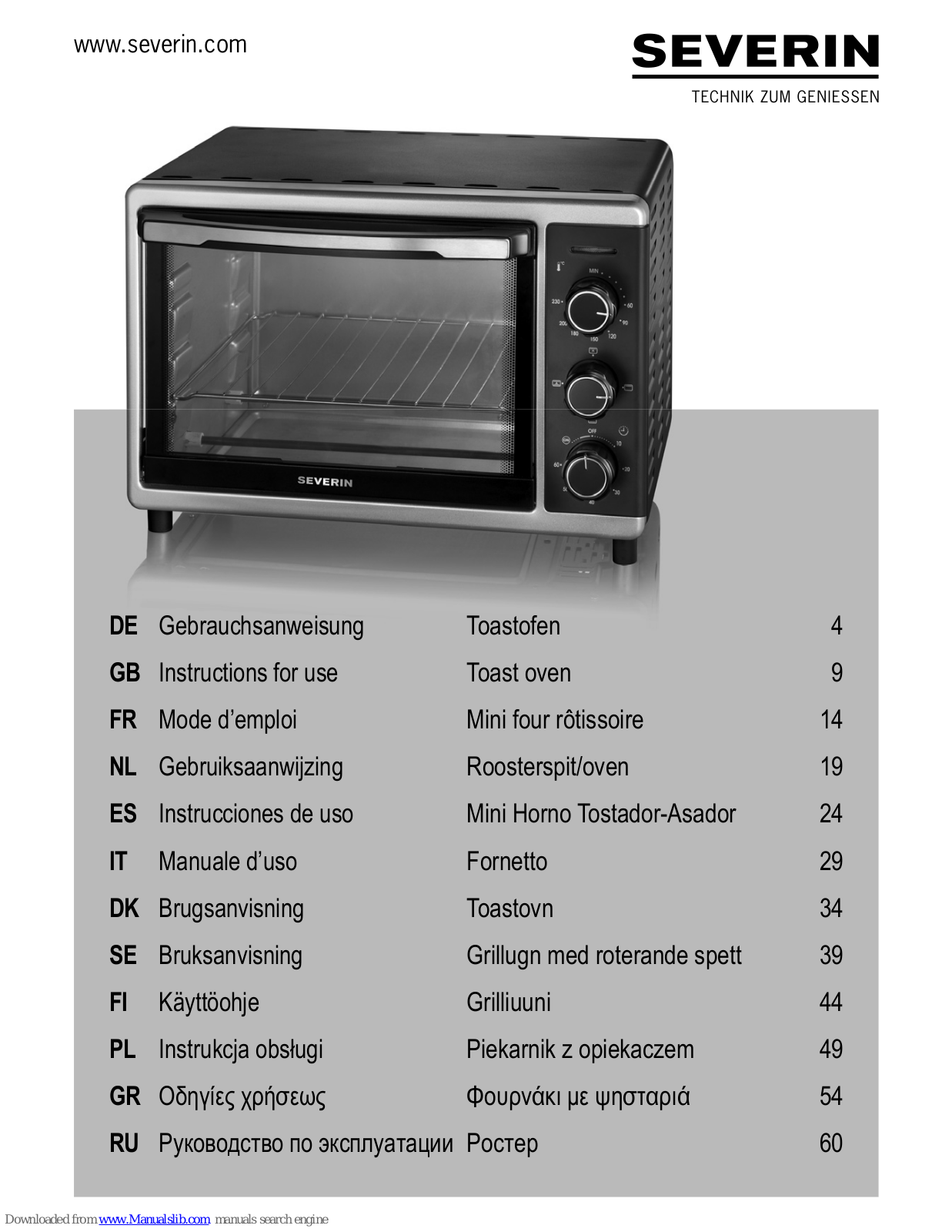 SEVERIN 2057 Instructions For Use Manual