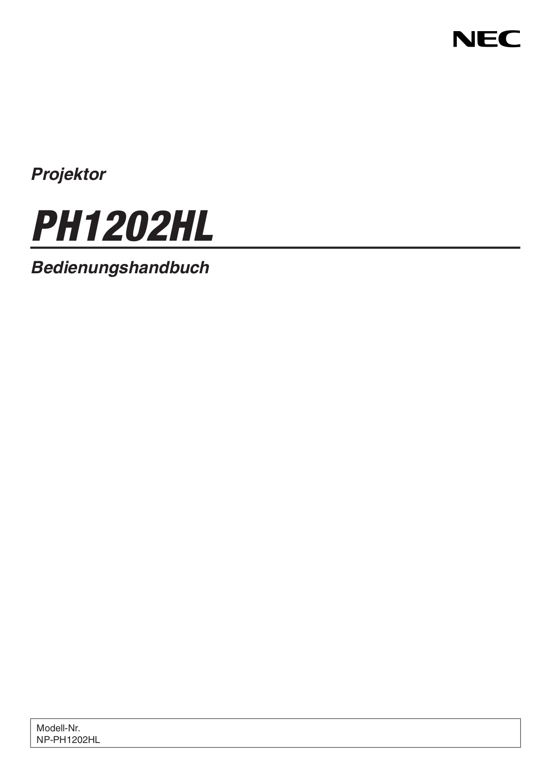 NEC PH1202HL operation manual