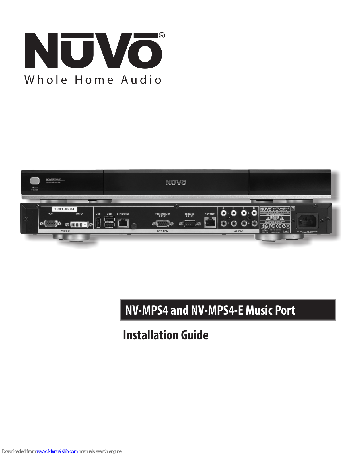 Nuvo NV-MPS4, NV-MPS4-E Installation Manual - ManualMachine.com