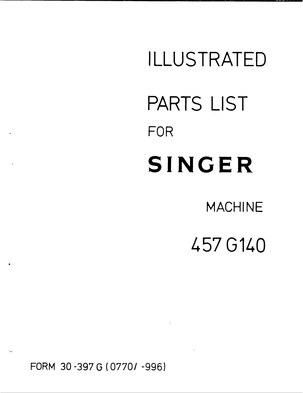 Singer 457G140 User Manual