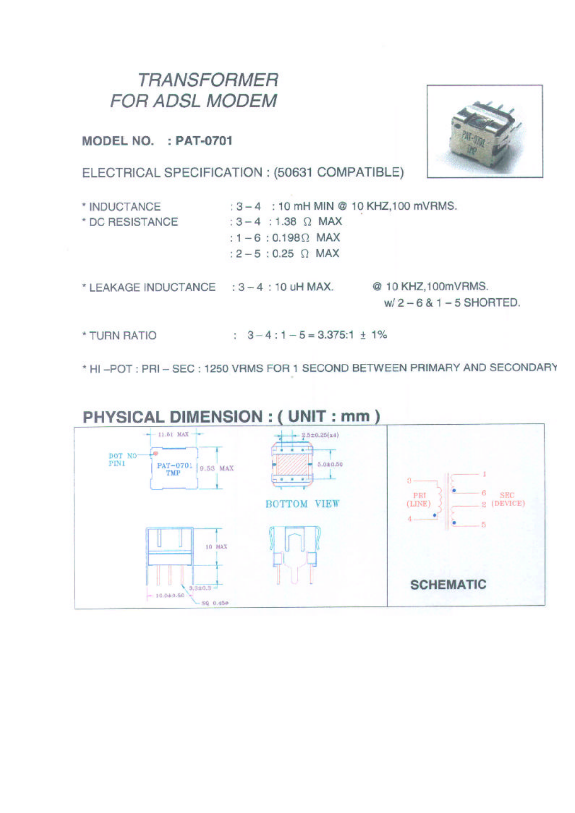 MICRO PAT-0701 Datasheet