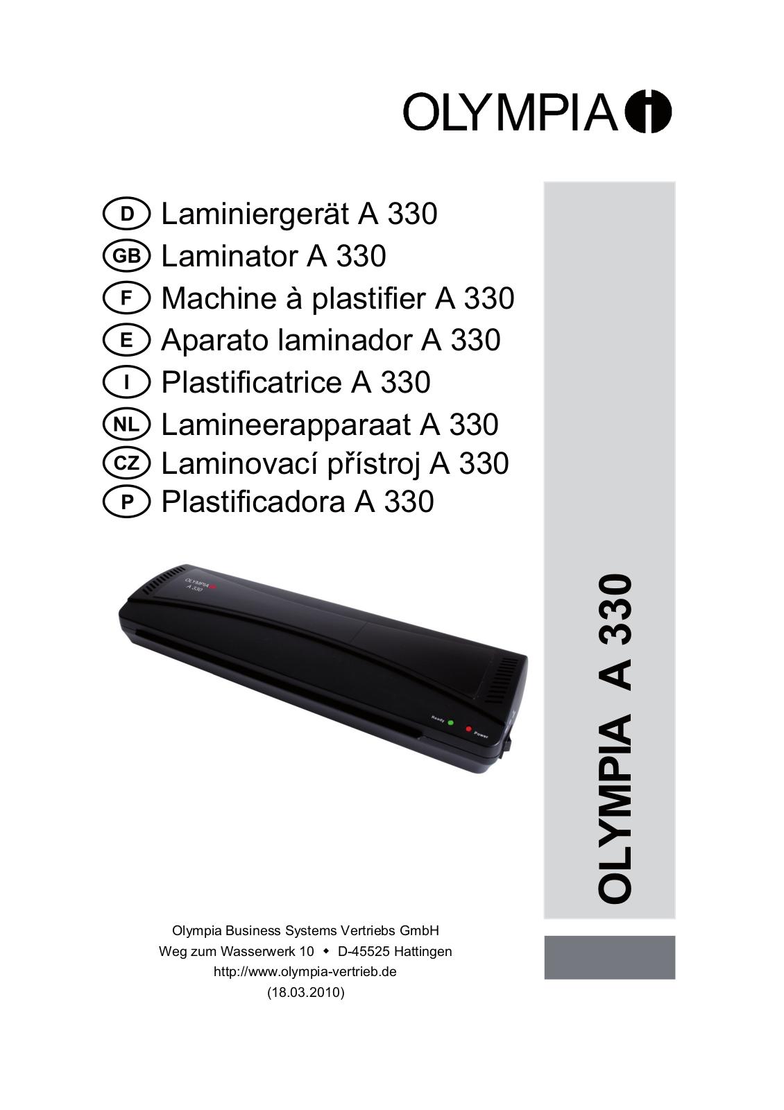 Olympia A 330 User Manual - ManualMachine.com