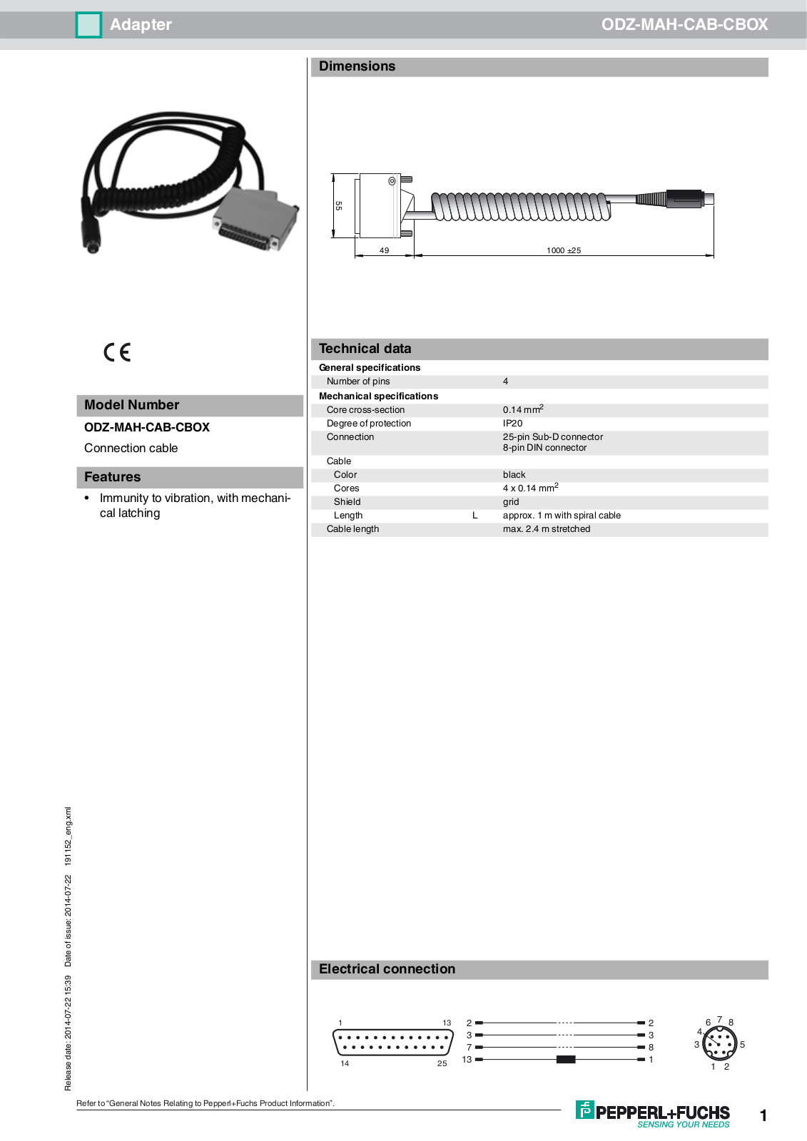 Pepperl Fuchs ODZ-MAH-CAB-CBOX Data Sheet