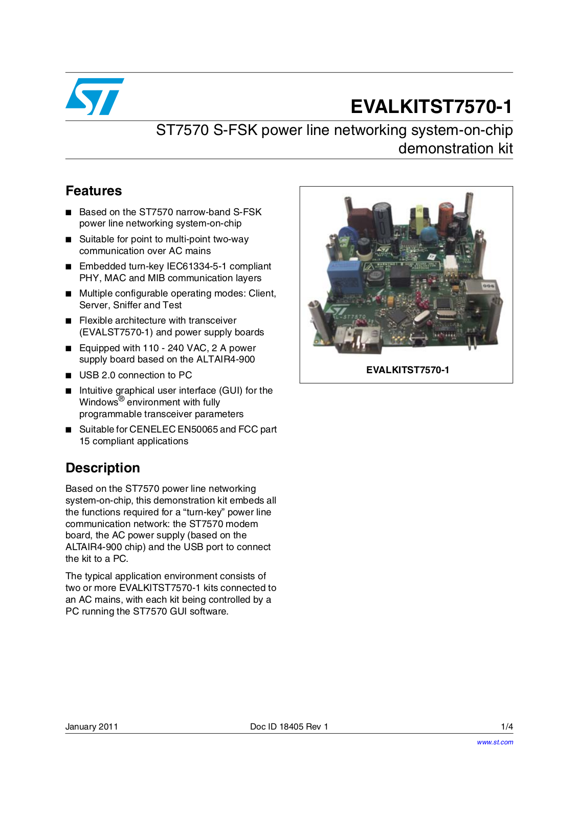 ST EVALKITST7570-1 User Manual