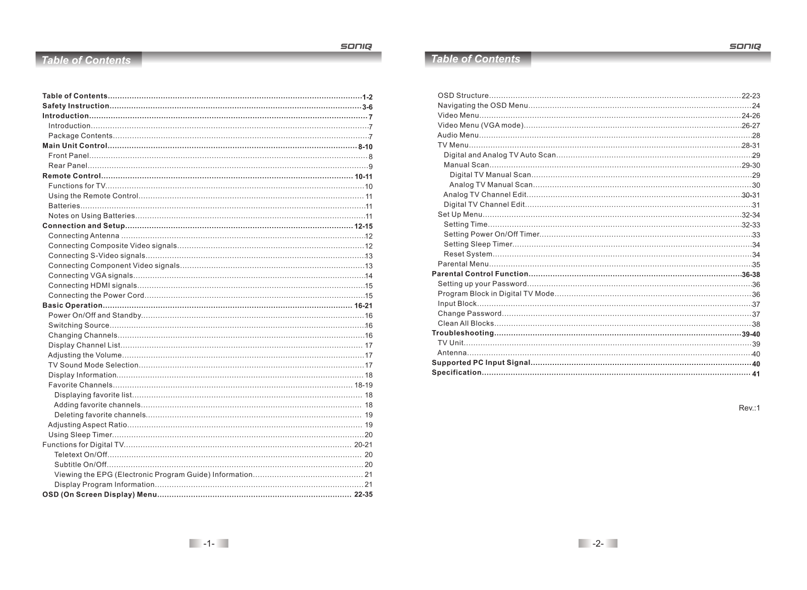 SONIQ QV172LT User Manual