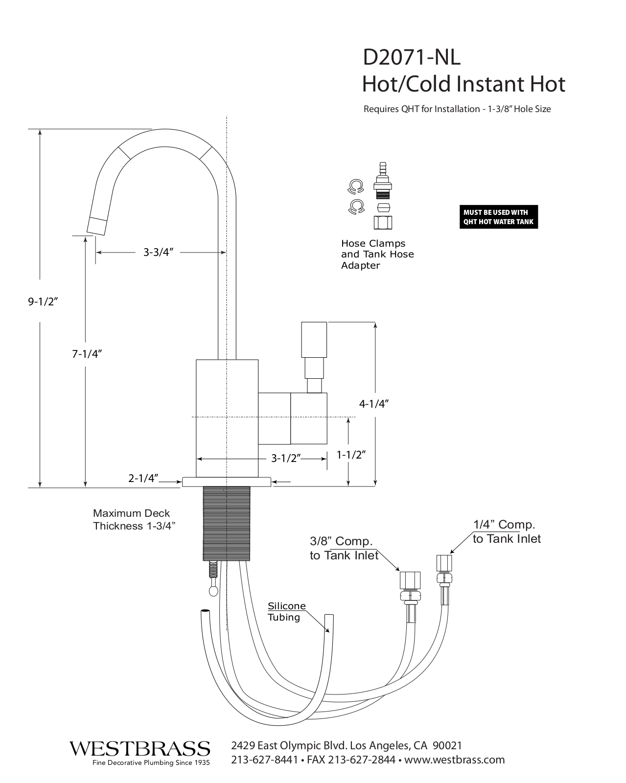 Westbrass WTB1233 Specification Sheet - ManualMachine.com