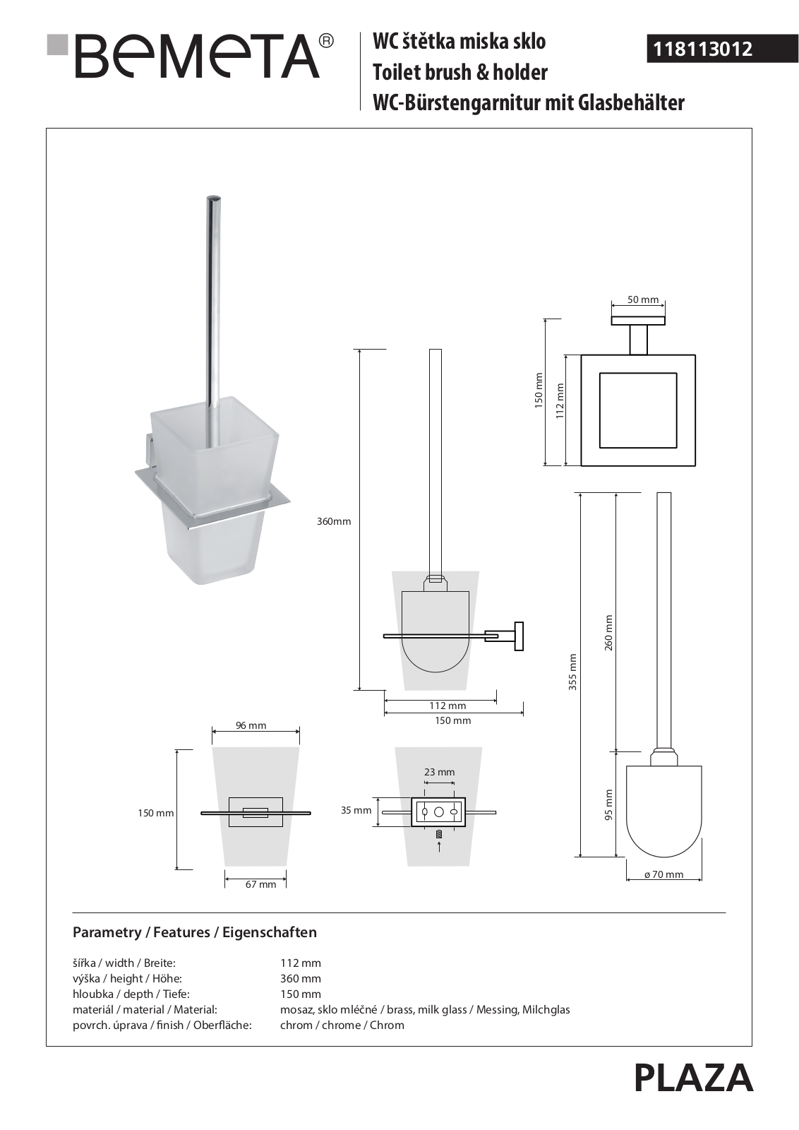 Bemeta Plaza 118113012 User guide