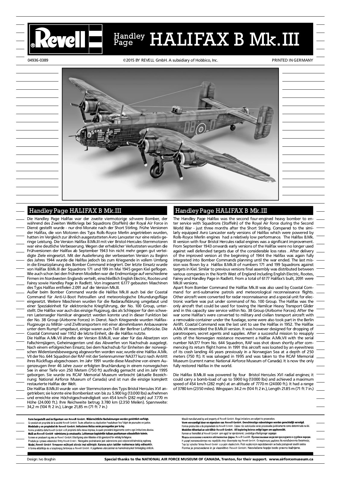 REVELL Handley Page HALIFAX B Mk. III Assembly Manual