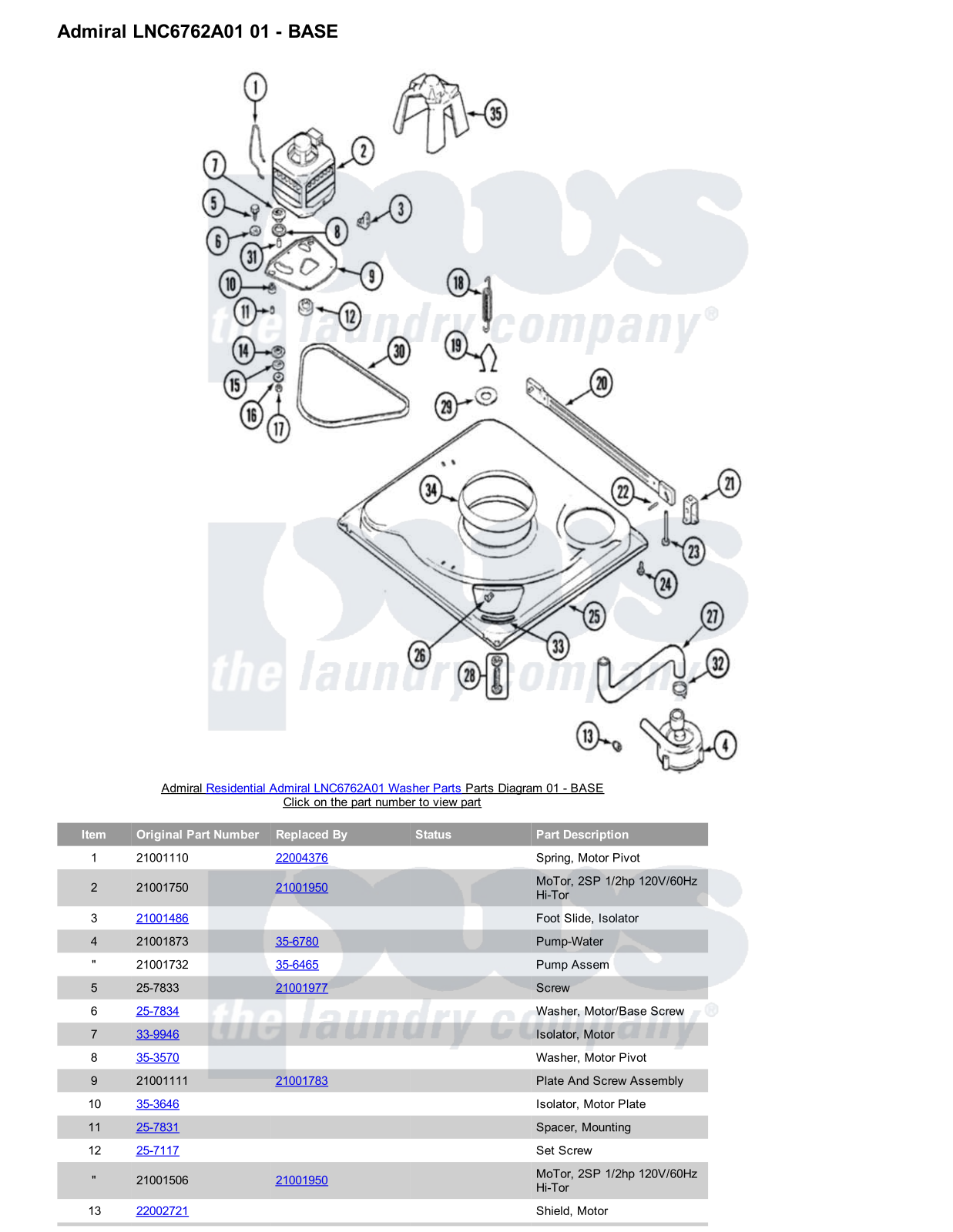 Admiral LNC6762A01 Parts Diagram