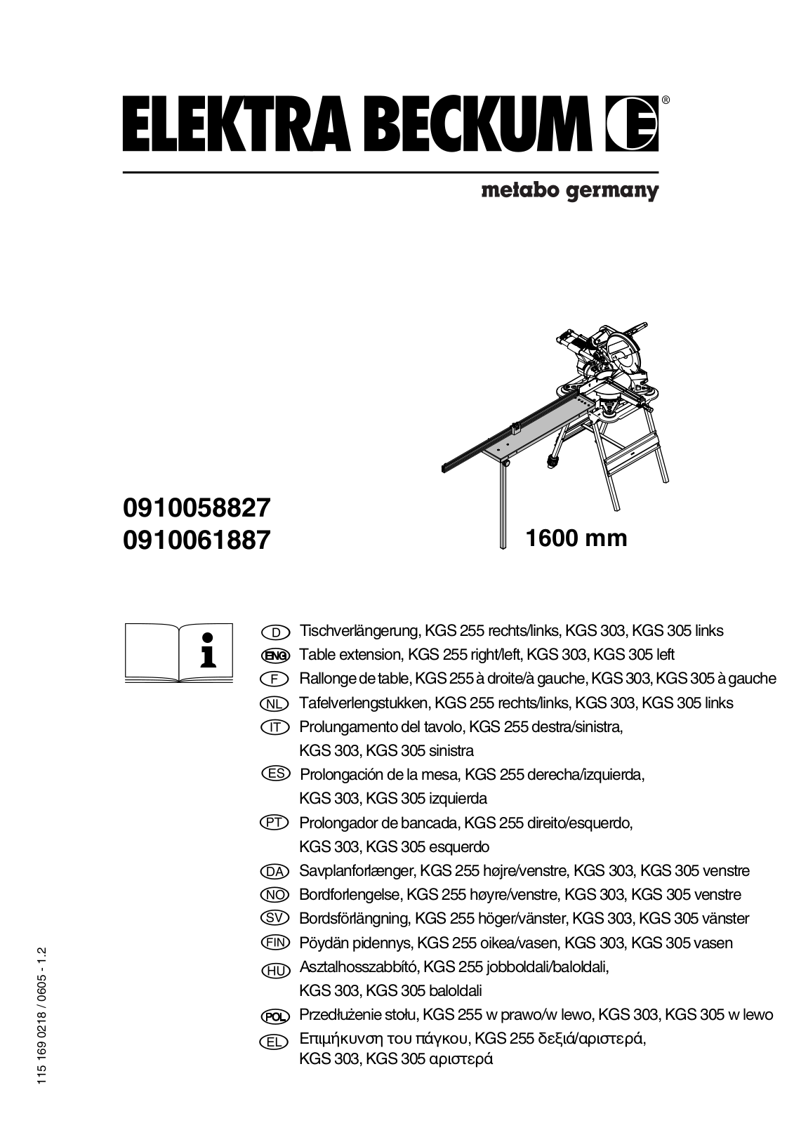 ELEKTRA BECKUM 0910058827, 0910061887 User guide - ManualMachine.com