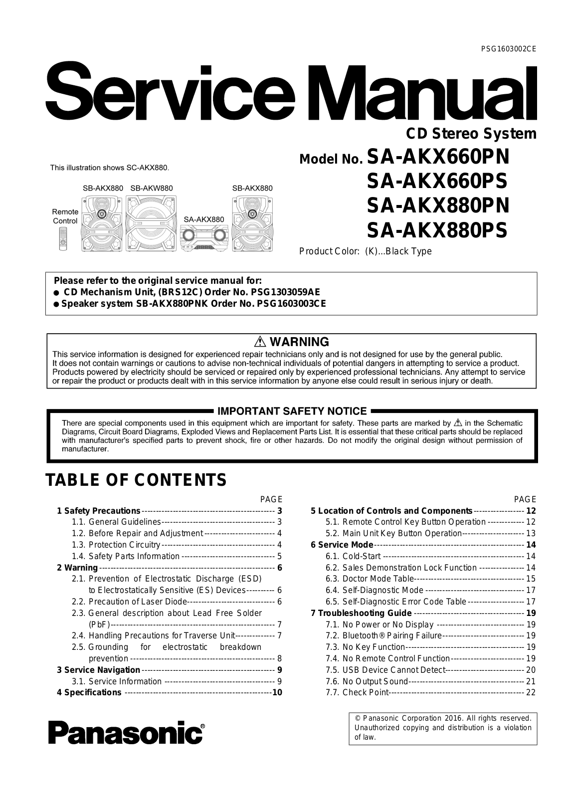 Panasonic SA-AKX660PN, SA-AKX660PS, SA-AKX880PN, SA-AKX880PS Service manual