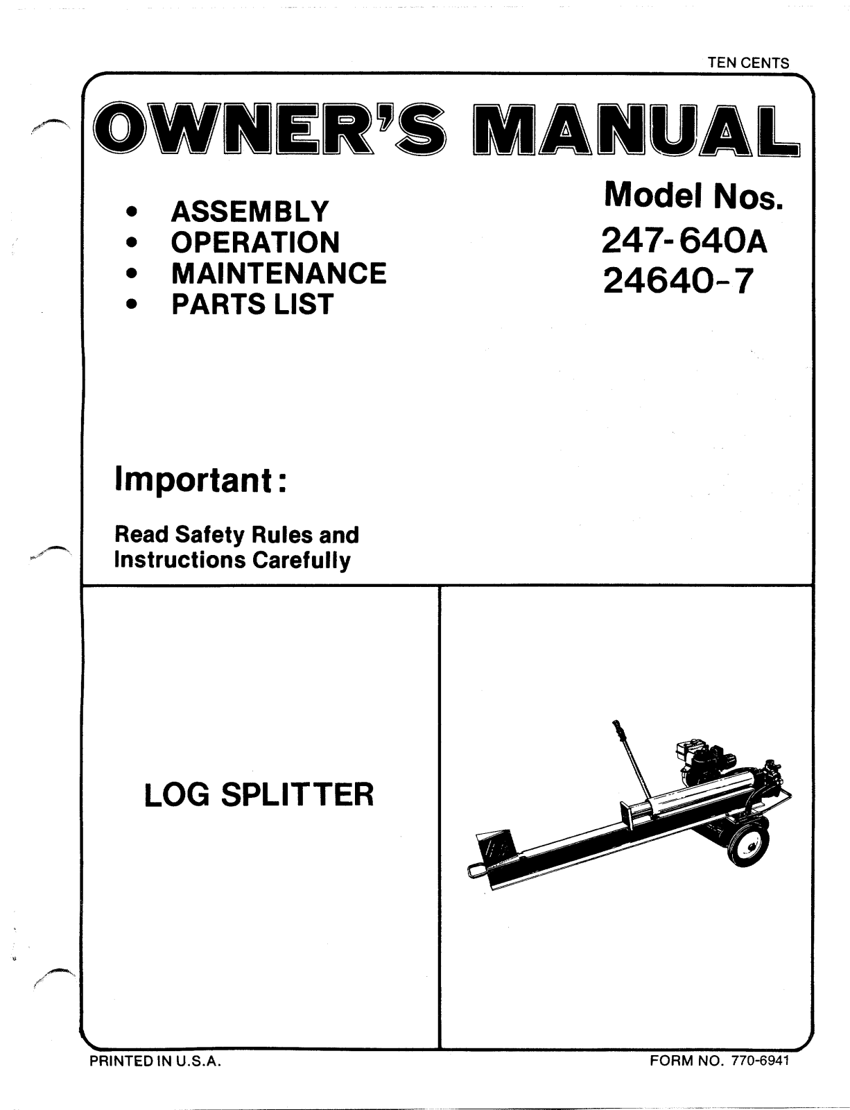 MTD 247-640A User Manual