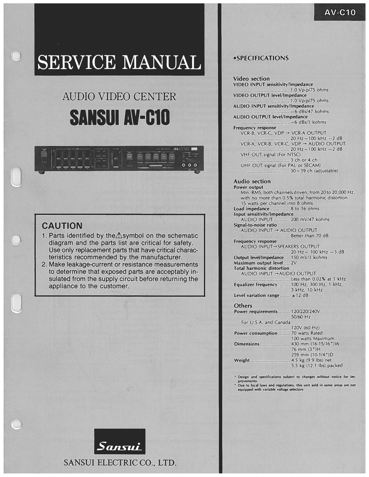 Sansui AV-C10 Service Manual