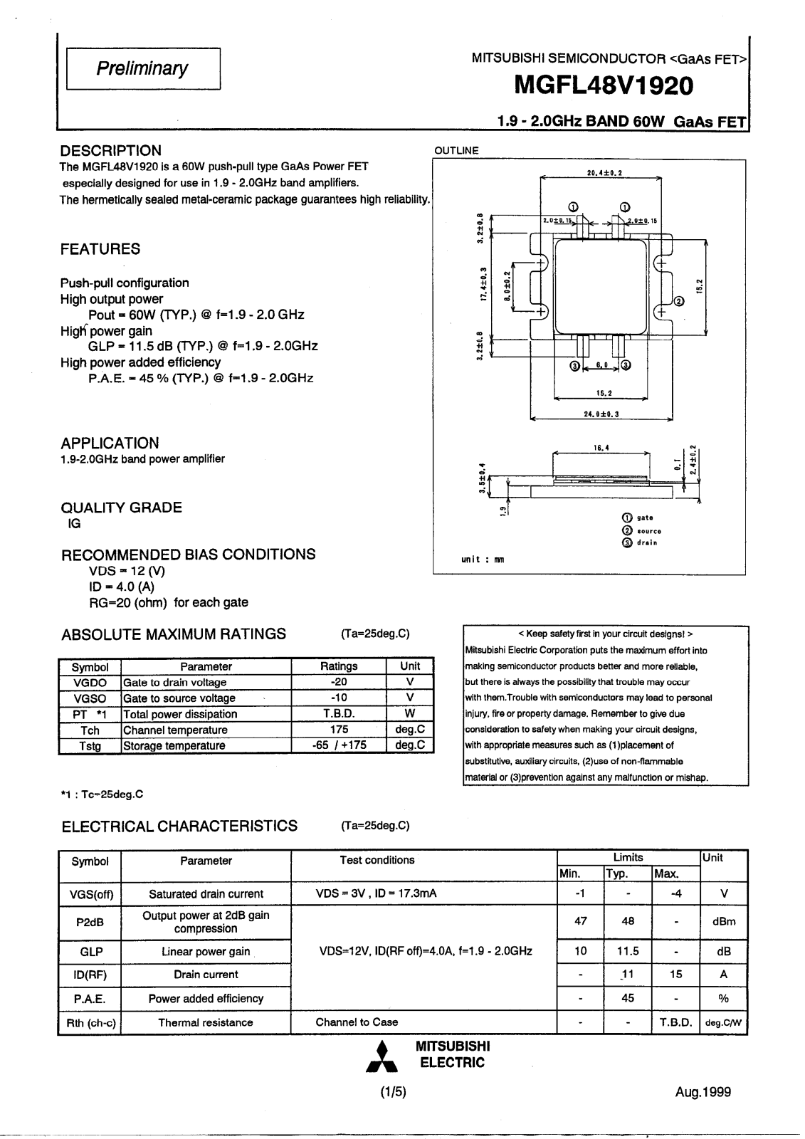 Mitsubishi MGFL48V1920 Datasheet