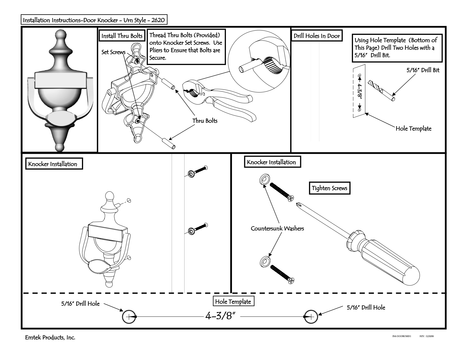 Emtek Door Knocker-Urn Style User Manual