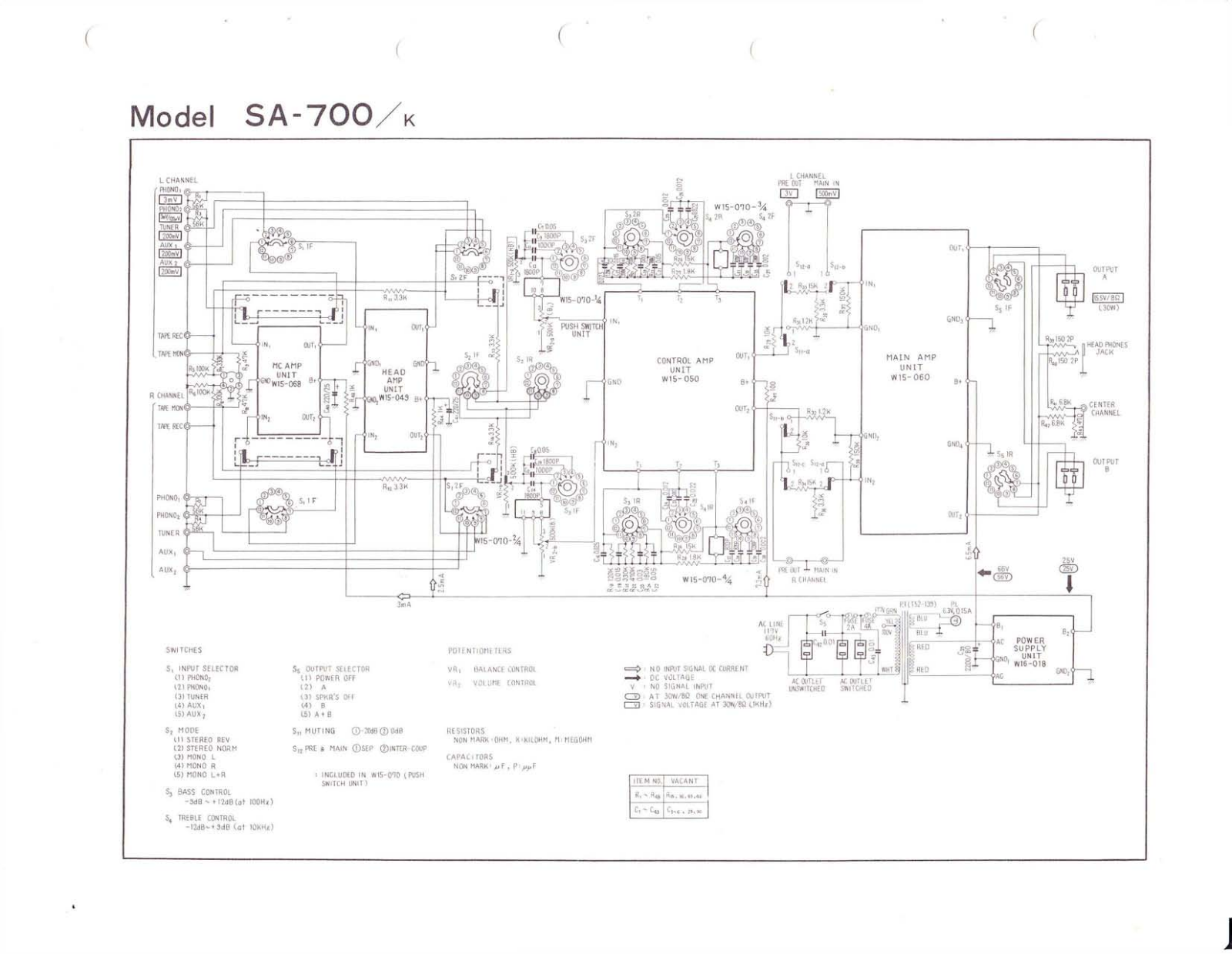 Pioneer SA-700-K Schematic