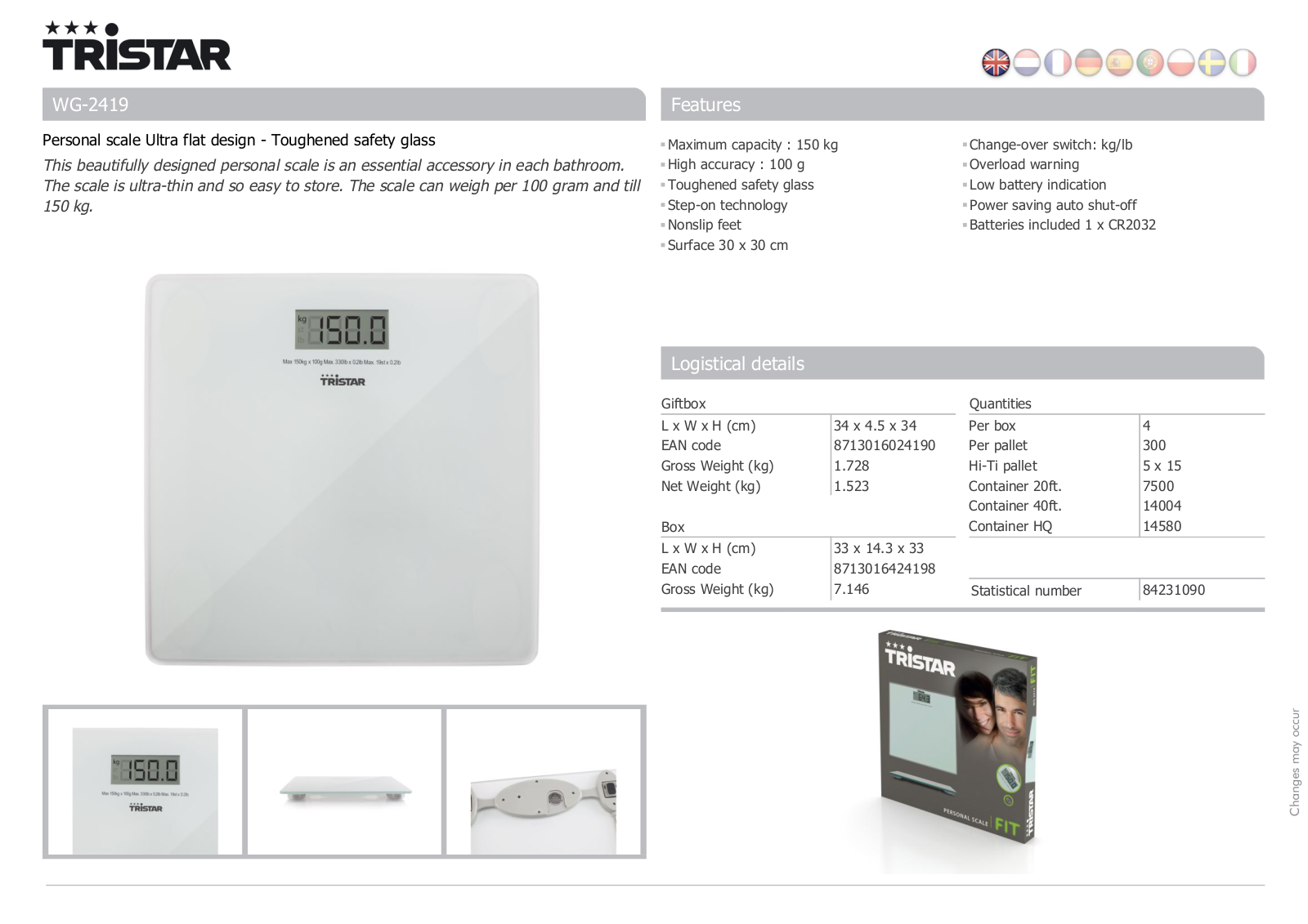 Tristar WG-2419 User Manual