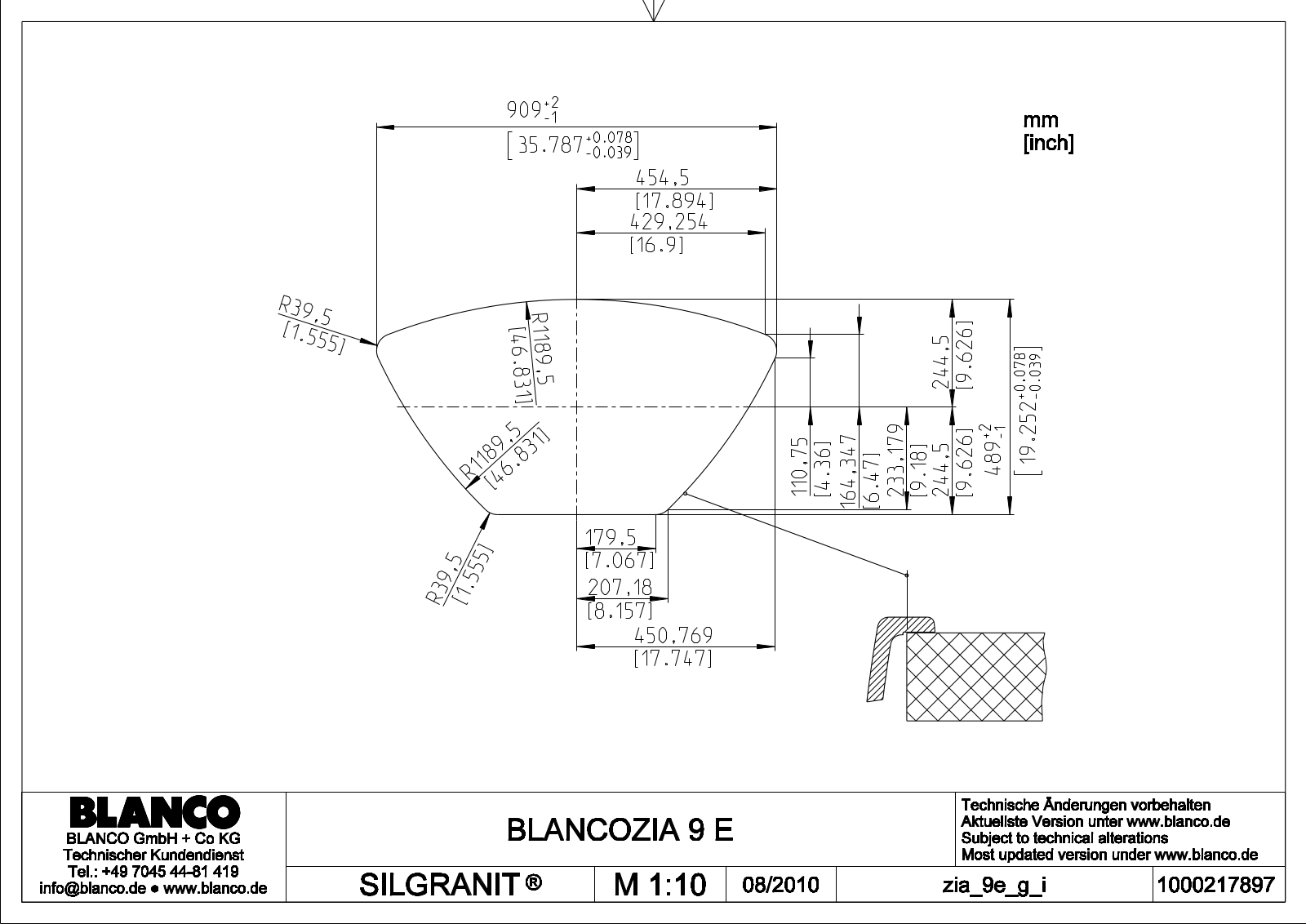 Blanco Zia 9 E Technical drawing - ManualMachine.com