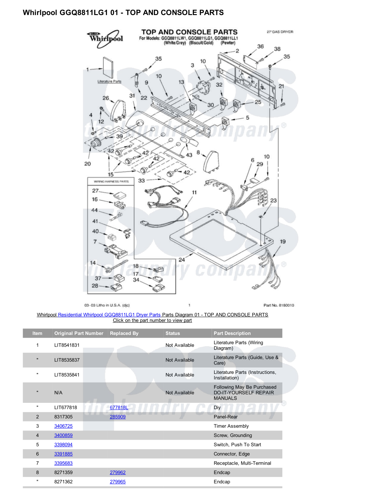 Whirlpool GGQ8811LG1 Parts Diagram