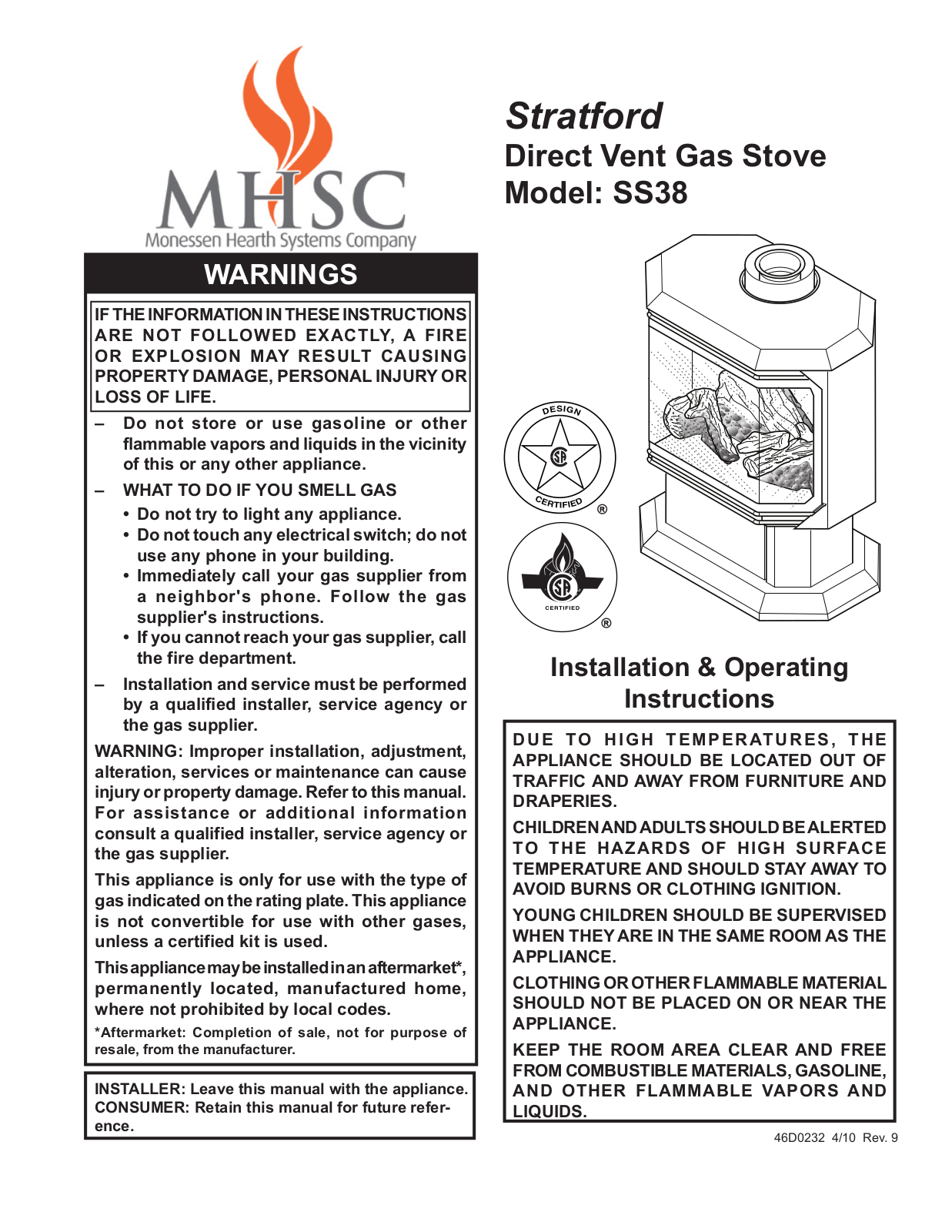 Monessen Hearth SS38 User Manual