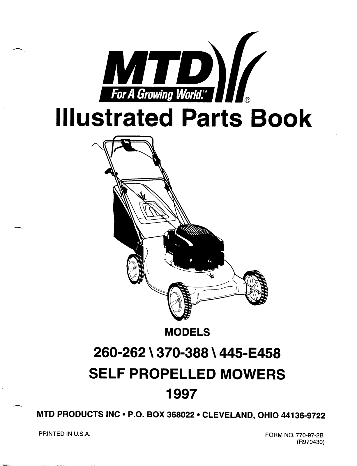 MTD 445-E458, 260-262, 370-388 User Manual