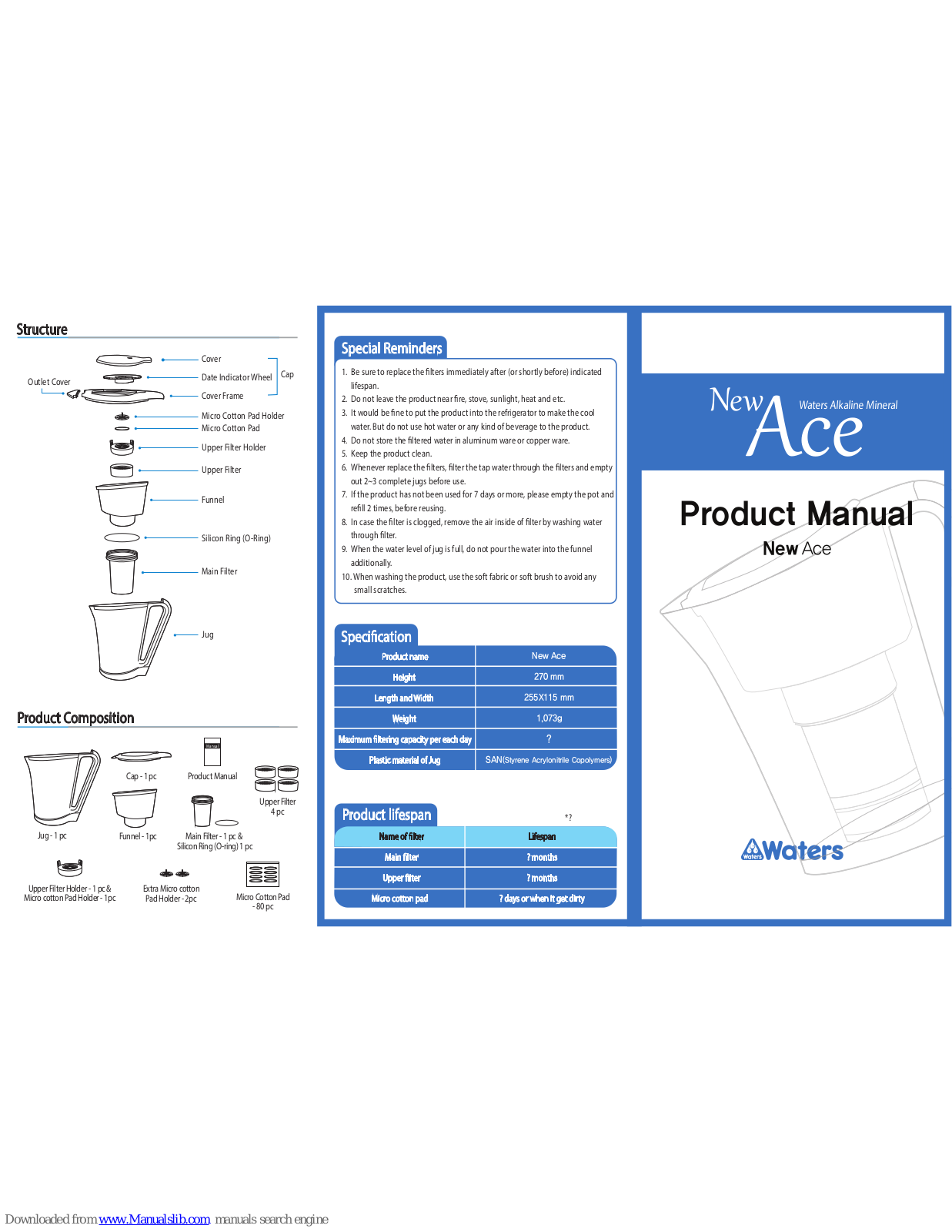 Waters New Ace Product Manual