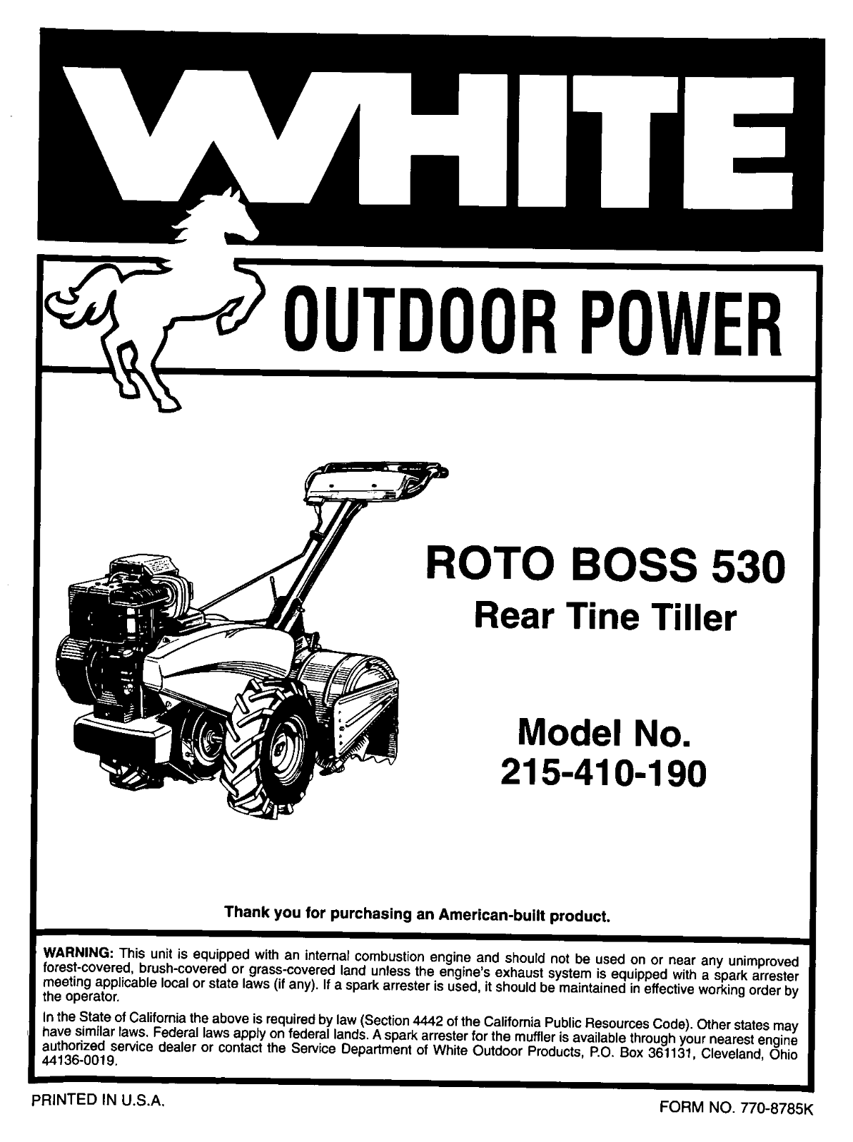 White Outdoor 215-410-190 User Manual