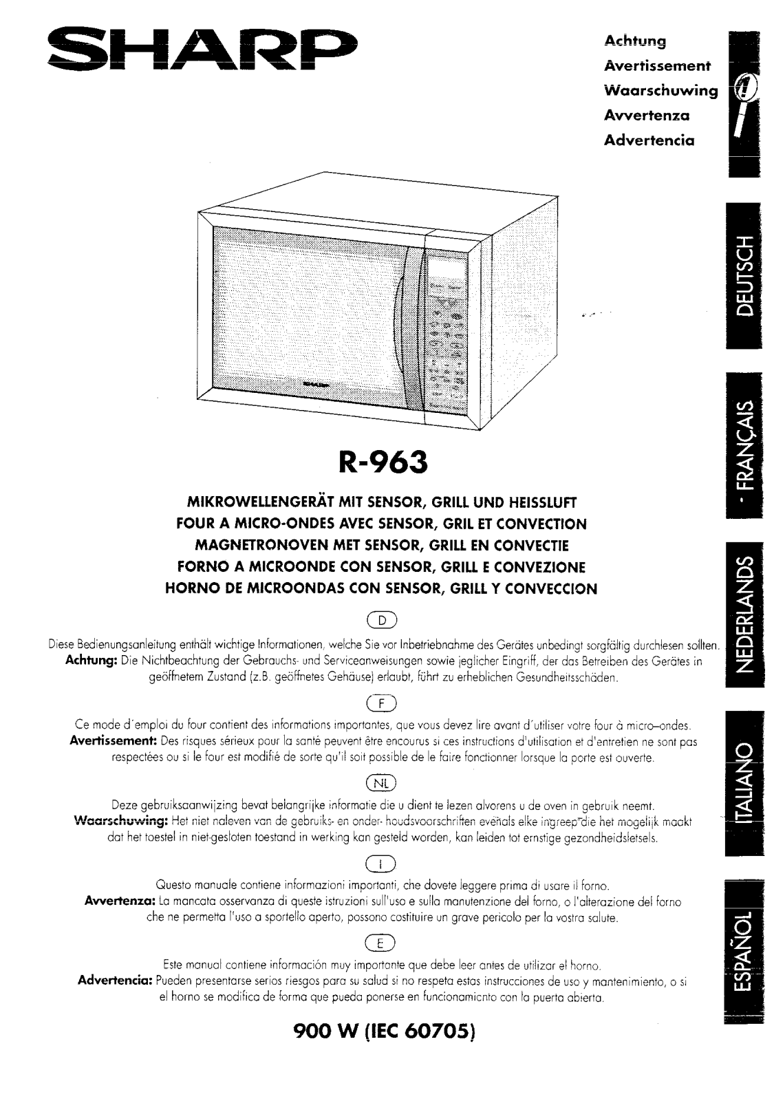 Sharp R-963 User Manual