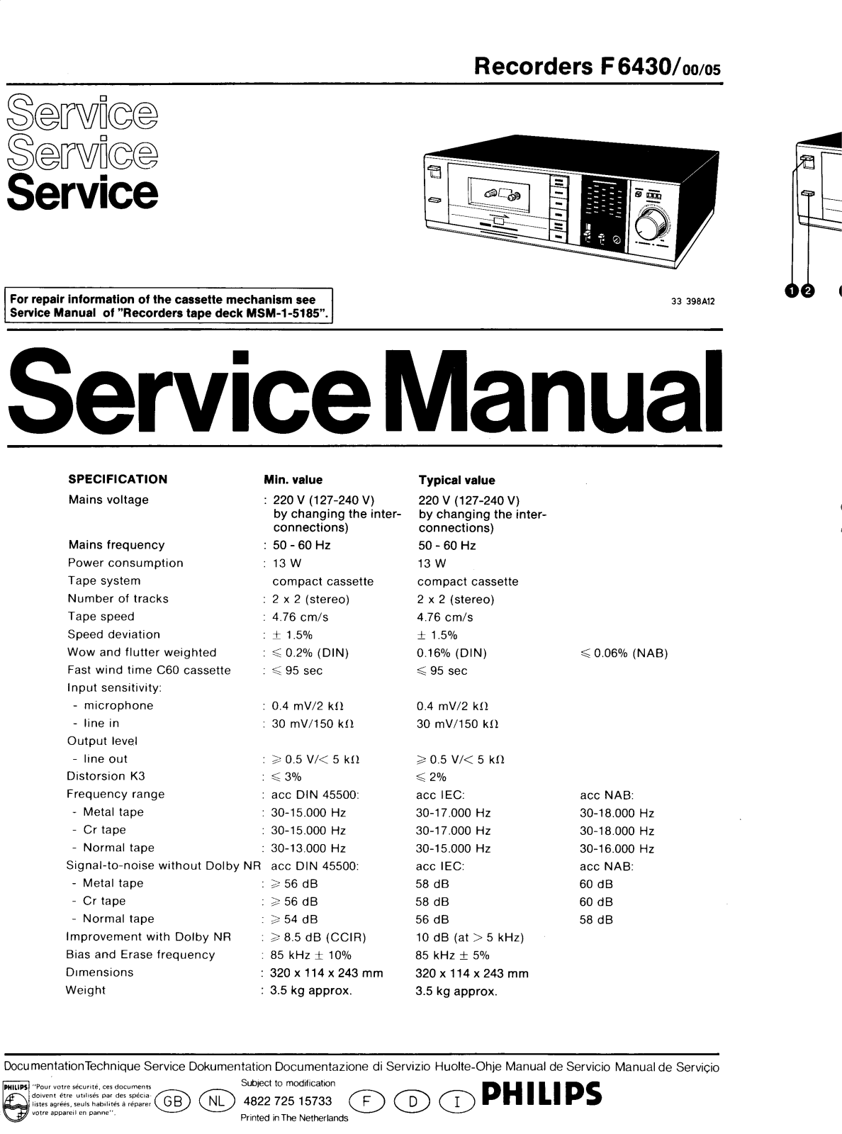 Philips F6430 SERVICE MANUAL - ManualMachine.com