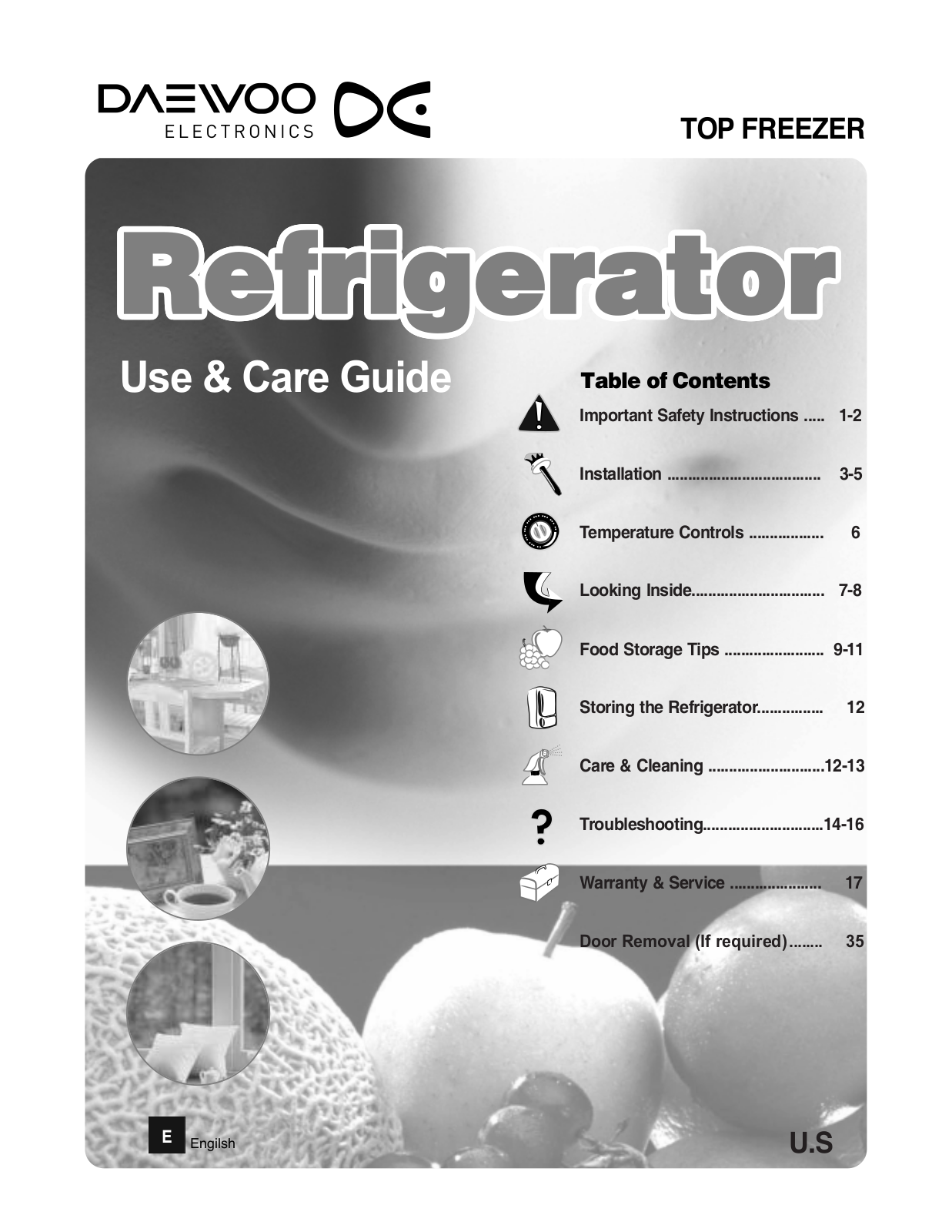 Daewoo Electronics FRG-1820BRB, FRG-1820BRW, FRG-1830BRB, FRG-1830BRS, FRG-1830BRW Owner's Manual