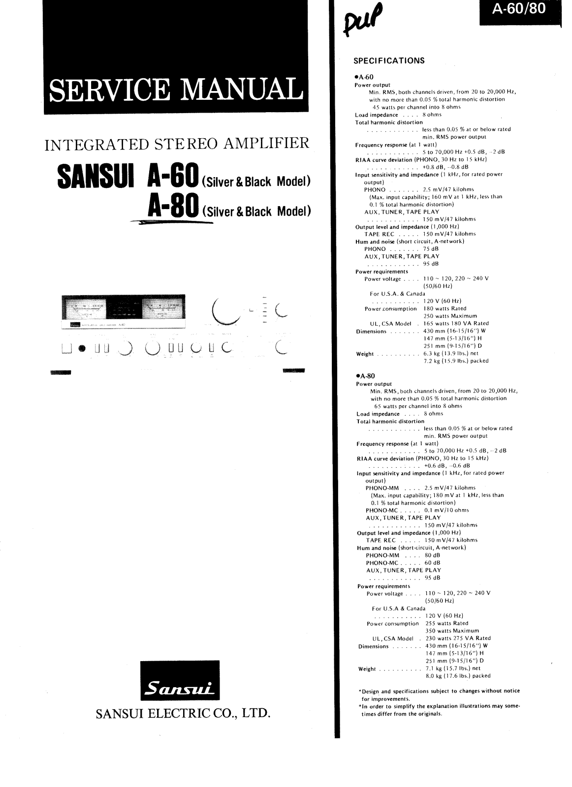 Sansui A-60 Service manual